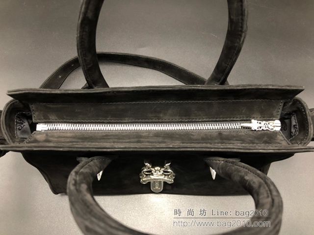 chrome hearts包 克羅心大寶劍磨砂皮手提包 925銀logo 克羅心休閒斜挎包  gjc1868